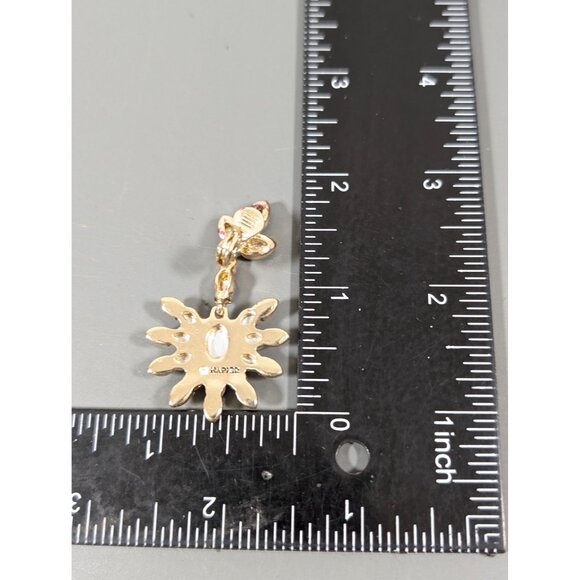 Napier Retro Red Crystal Flower Fan Dangle Clip On Earrings Evening Glam - Picture 6 of 7